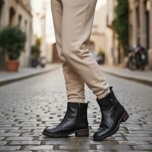 Coach Georgetta Moto Boots - Women's Size 8 -Chestnut Black Zip Ankle Booties